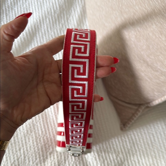 Versace Red and White Geometric Crossbody Bag - Picture 10 of 16